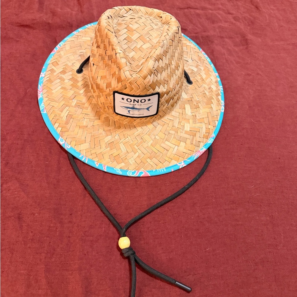 ONO Straw Sun Hat with Blue Trim